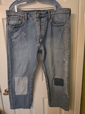 Levi's Men's Blue Patchwork Straight Jeans